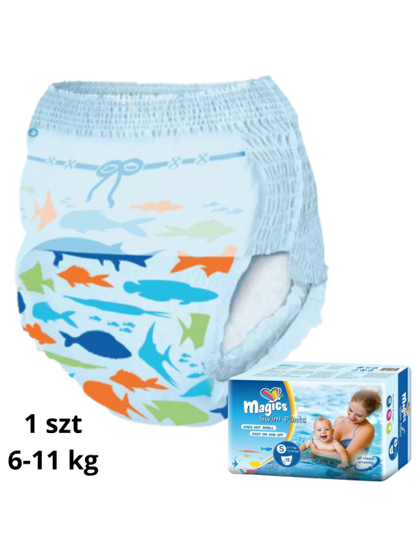 Pieluchy kąpielowe dla niemowląt do pływania 6–11 kg MAGICS Swimpants S