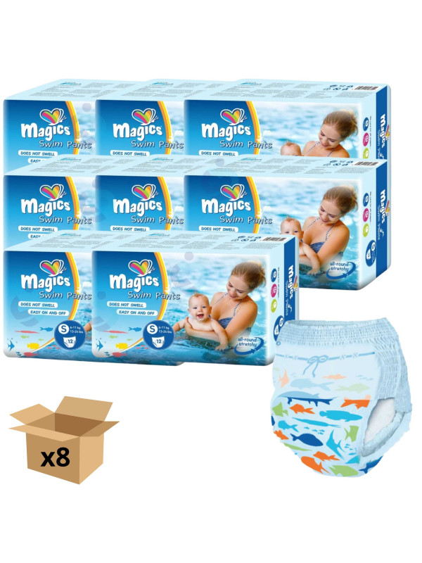 Pieluchy kąpielowe dla niemowląt do pływania 6–11 kg MAGICS Swimpants S