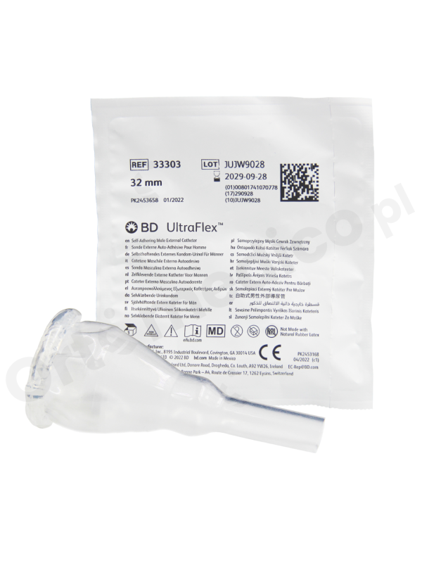 Cewnik zewnętrzny silikonowy Ultraflex dla mężczyzn z nietrzymaniem moczu, 9,5 cm