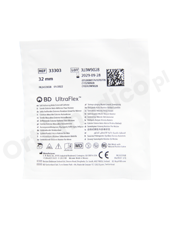 Cewnik zewnętrzny silikonowy Ultraflex dla mężczyzn z nietrzymaniem moczu, 9,5 cm