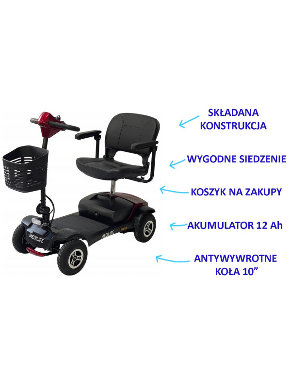 Elektryczny skuter inwalidzki dla seniora MEDILIFE SWIFT 10"