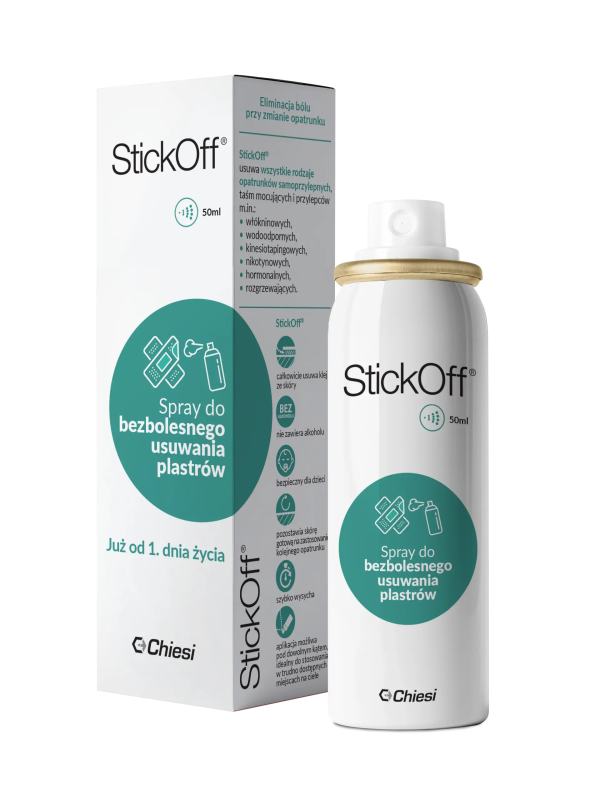SOS050 Spray Do Usuwania Przylepców, Plastrów, Opatrunków i Kleju z Ciała 50 ml Stickoff Spray