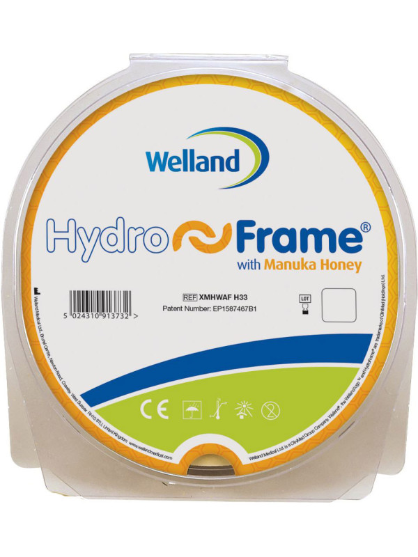 XMHWAFH33 HydroFrame Large Półpierścień Półkołnierz Uszczelniająco-Gojący Hydrokoloidowy Z Miodem Manuka Welland