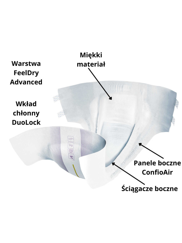 TENA Slip ProSkin Maxi Pieluchomajtki Dla Leżących O Maksymalnej Chłonności 8/8 Kropli Oddychające, Na Dzień i Noc