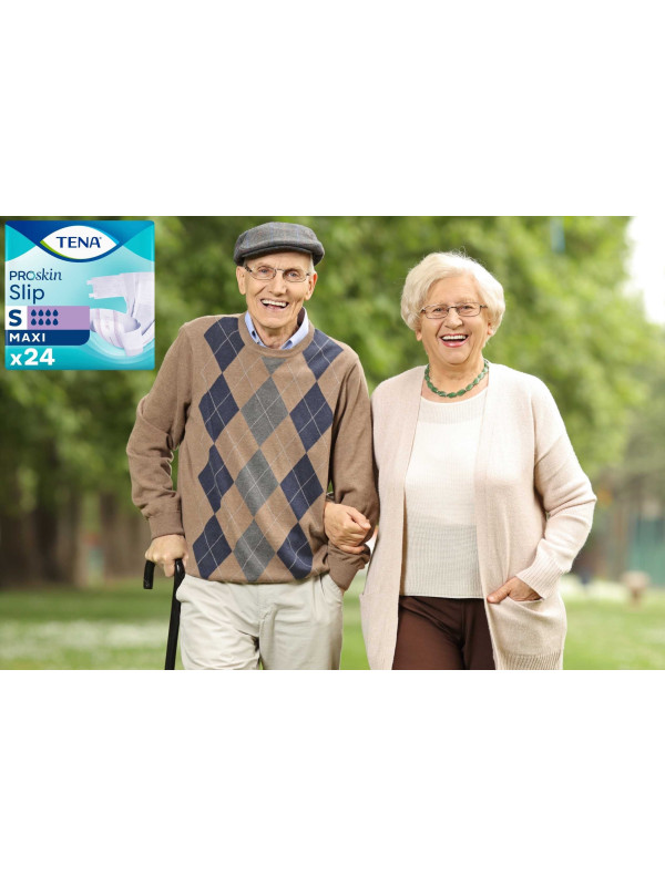 TENA Slip ProSkin Maxi Pieluchomajtki Dla Leżących O Maksymalnej Chłonności 8/8 Kropli Oddychające, Na Dzień i Noc