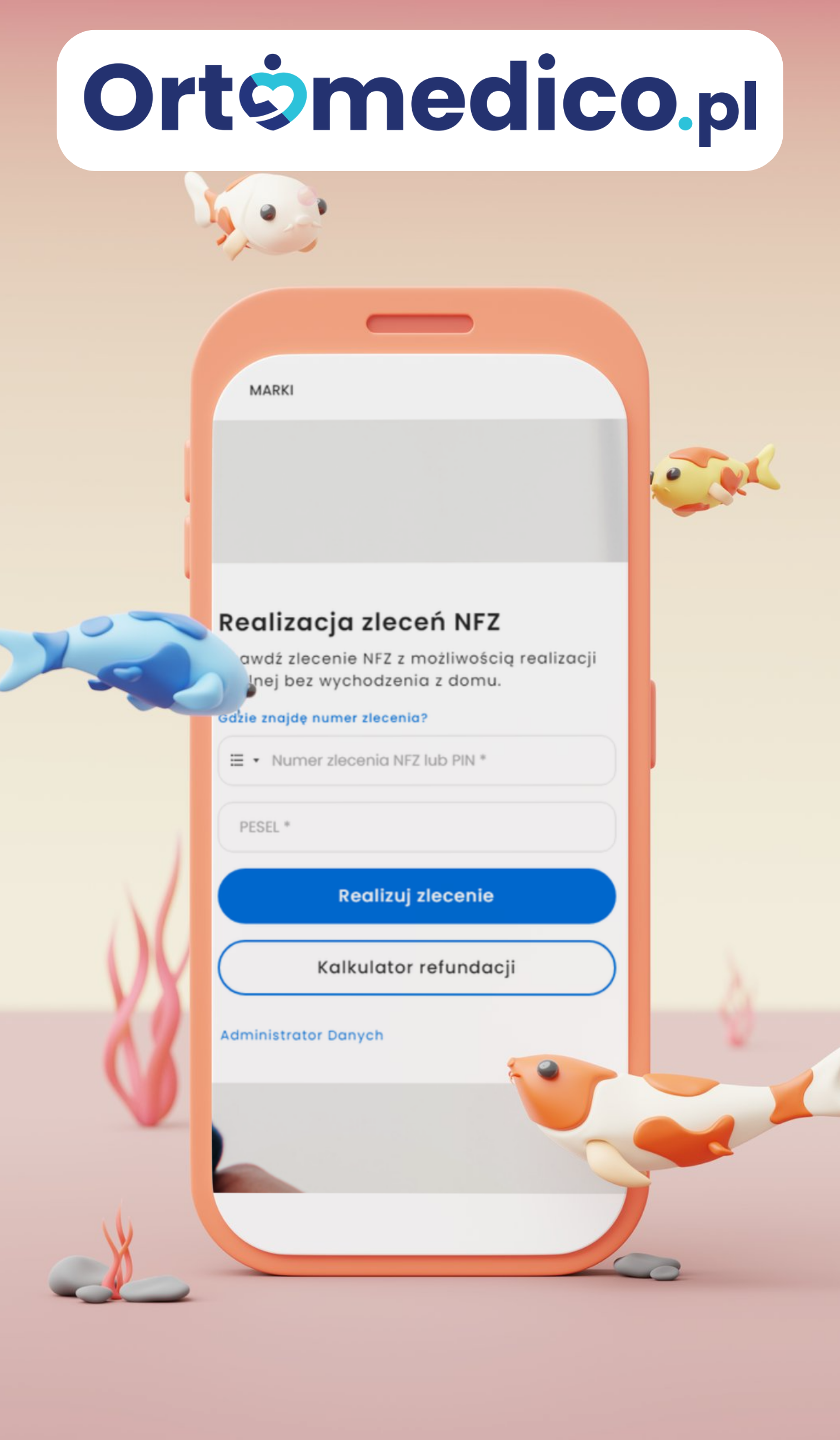Grafika z informacją o szybkiej i łatwej realizacji online na Ortomedico.pl