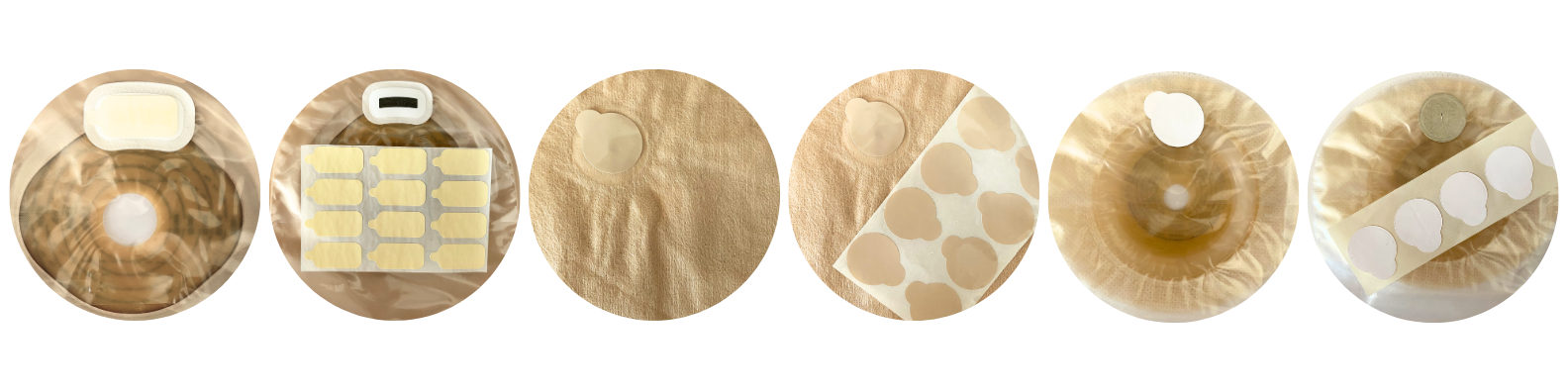 Grafika przedstawiająca wygląd naklejek do zaklejania filtra w worku stomijnym oraz sposób ich prawidłowego umieszczenia na filtrze